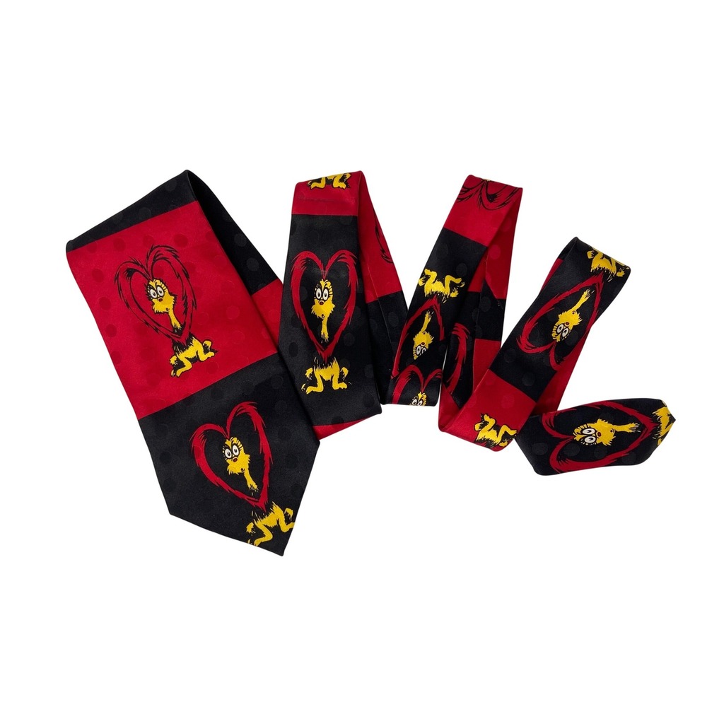 Vintage Dr Seuss Silk Tie 1996 Red Black Thing Character Novelty Mens Necktie‎